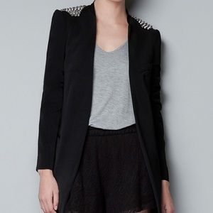 Zara Basic Black Studded Blazer Size Small